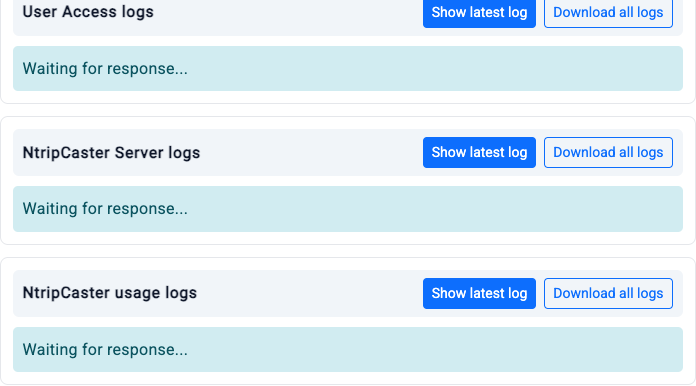 NTRIP Server Admin access, server and usage log controls