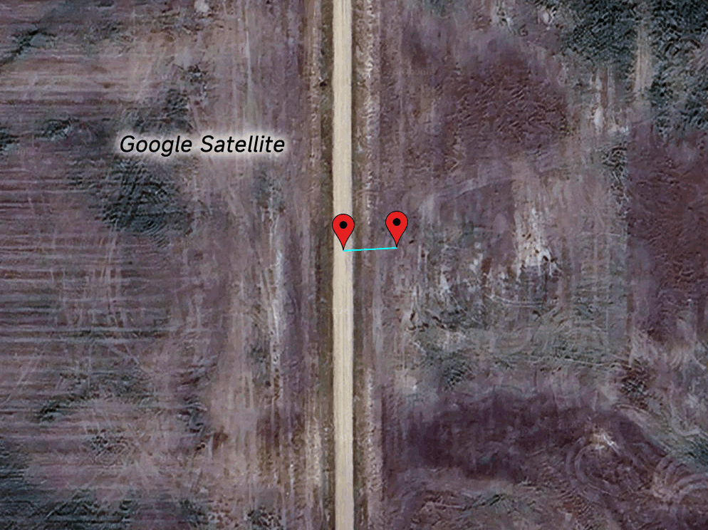 Google Satellite road reference showing map offset